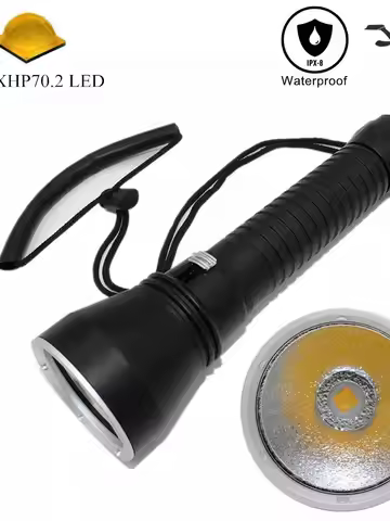 XHP70.2 LED Diving Flashlight Yellow Light XHP70 DiveTorch Waterproof Spearfishing Lamp Underwater H