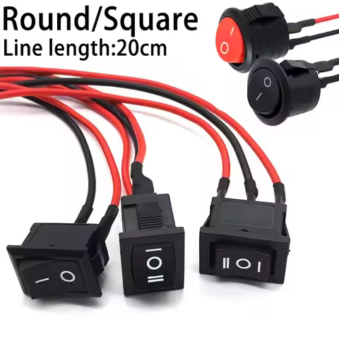 5Pcs Mini Rocker Switch 12V ON OFF Switch with Wire 6A/250V 10A/125V Toggle Switch for Car Boat Auto