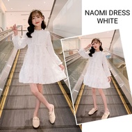 BAJUKIDDIE NAOMI DRESS WHITE GAUN PUTIH ANAK CEWEK KOREA IMPOR CASUAL