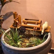 流水裝飾 造景裝飾 過濾器 魚缸過濾器 竹子流水器石槽陶瓷魚缸過濾器水景噴泉風水輪水車裝飾水循環擺件