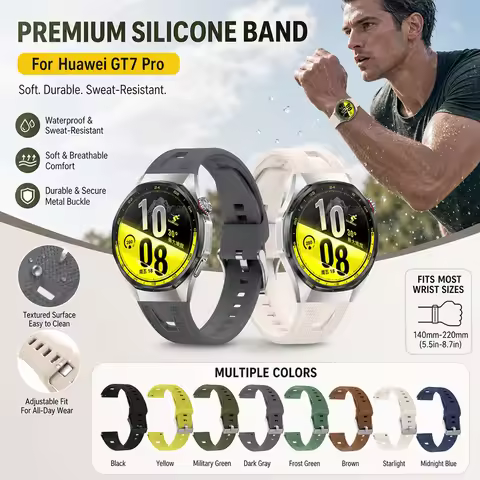 Sports Gear Accessory for Huawei Watch GT 7 Pro GT 6 Pro Silicone Strap Durable Adjustable Wristband
