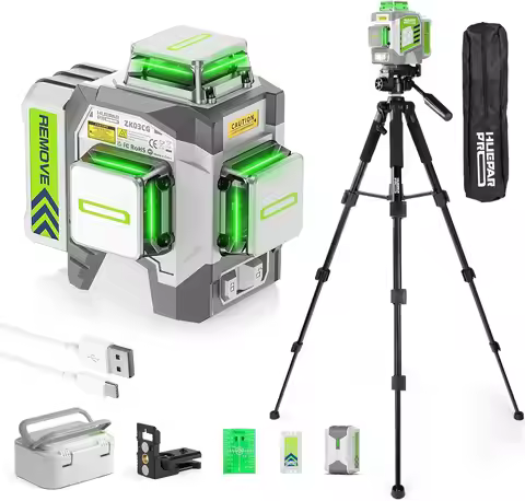 360 Self-Leveling Green Laser Level with Tripod, Magnetic Bracket for Construction and Tile Work