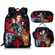 Stranger Things Bags School Bags 3ชิ้น/เซ็ต School Backpack Mini Wallet Purse Women 'S Bag Men 'S Ba