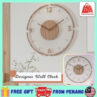 Wooden Nordic Wall Clock Jam Dinding Hiasan Aesthetic Clock Wall Clock Living Room Modern Minimalist
