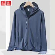 L-5XL Uniqlo Men's Jacket Airism UV Protection UPF 50+ Mesh Long Sleeve Full Zip Hoodie Outdoor Jack