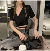 Áo Crop Top Y2k Cho Nữ Áo Thun Mỏng Tay Ngắn Cotton Phong Cách Hàn Quốc