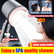 Massage pressurized water filter 3 in 1 shower head high pressure 5 water spray modes One-click wate