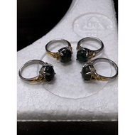 cincin titanium batu akik hijau.