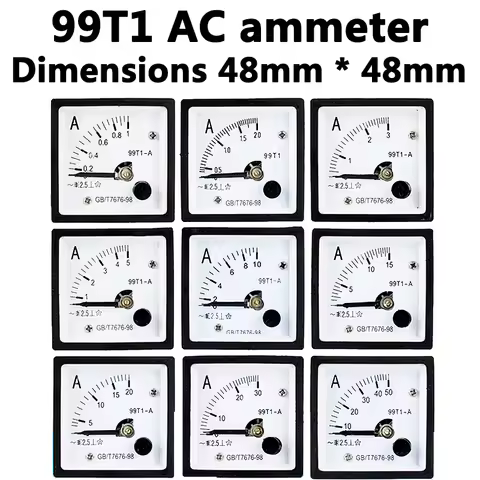 AC ammeter 99T1 pointer meter 5A 10A 15A 20A 50A 100/5 200A 300A 400A 500A 600A size 48mm * 48mm
