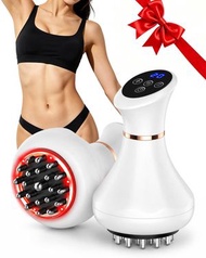 淋巴排水按摩器,9 级脂肪团按摩工具,白色 1 件 | 21 个按摩节点,红光,热和振动,高级水平控制,适用于腹部、手臂、大腿和全身护理