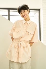 The SRT X1 TBL03 Pocket Shirt - เสื้อเชิ้ตทรงหลวม ดีเทลกระเป๋า มีสายผูกเอว