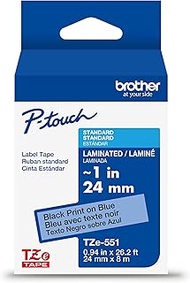 Brother Genuine P-Touch TZe Black Print on Blue Label Tape (TZe551), Laminated,1in x 26.2ft (24mm x 