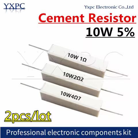 2pcs 10W 5% Cement Resistor 0.1 ~ 10K Power Resistance 0.1R 0.5R 10R 50R 68R 0.22 0.33 0.5 1 2 5 8 1