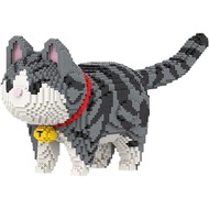 HONLANCH Animal Gray Striped Bell Cat Micro Bloques de construcción Set (8000PCS) Regalo para adulto