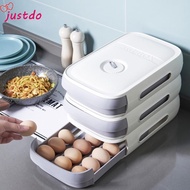 JUSTODO Egg Storage Box, Earthquake-proof Anti-fall Egg Trays, Space Saving Large Capacity Drawer Ty