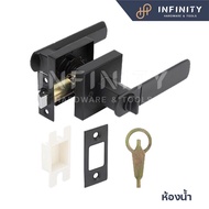 HAFELE ลูกบิดประตูก้านโยก ห้องทั่วไปและห้องน้ำ สีดำ ก้านจับตรงและโค้ง รหัส 489.10.741 489.10.745 489