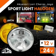 AKSESORI LORI CHERAS JAYA SPORT LIGHT HALOGEN BULB 12V 24V 6INCH BULAT 4SEGI SPORT LIGHT COMET510 FX