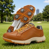 New Men's Golf Shoes Pro Waterproof Spikes Non-slip Wear-resistant Golf Sneakers Comfortable Leather
