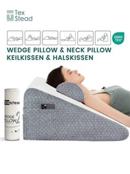 記憶泡床楔形枕頭套裝,用於緩解背部、腿部和膝蓋疼痛- 帶可拆卸套的三角枕頭（鏈接1-1 件15*6*3 英寸）（鏈接2-2 件20*20*10 英寸+15*6*3 吋）