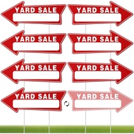 7 PC Yard Sale Signs with Stakes, 17" x 6", Double-Sided Yard Sale Arrows Sign with 14 Stakes, Large