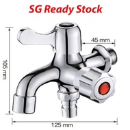 🔥Ready Stock in SG 🔥Stainless Steel Double washing machine Faucet Two 2 Way Dual Water Tap Splitter Multifunctional2