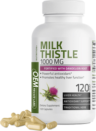 Premium Milk Thistle 1000mg Silymarin Capsules with Dandelion Root - Liver Health & Detox Supplement
