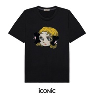 iCONiC ANIME GIRL EMBROIDERY T-SHIRT #200062 เสื้อยืด ปักลาย ตุ๊กตา ตาหวาน แต่งโบว์ กำมะหยี่ ดอกกุหล