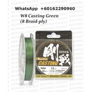 GOSEN X8 fishing braided line W8 CASTING GREEN 150M BRAID LINE