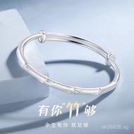 Best friend gifts girlfriend pure silver bamboo knot peace offering999Silver Bracelet Birthday Gift 