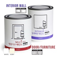 NOROO Paint Water-based paint white for room door furniture 1L &amp; Interior wall paint 1L