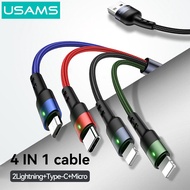USAMS Cáp sạc nhanh 4 trong 1 Cáp dữ liệu Tất cả trong một Cáp sạc Lightning+USB C+Micro USB 2A Cáp