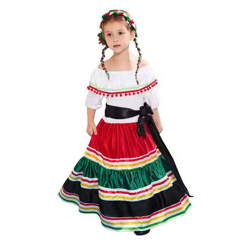 Traditional Senorita Enfant The Day Of Dead Carnival Halloween Fancy Dress Up Mexican Enfants Costum