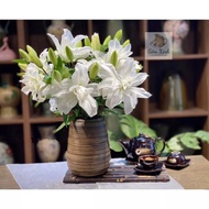 Bình cắm hoa gốm sứ Bát Tràng men lì vân ganh nổi trang trí phòng khách- Lọ hoa đẹp decor trang trí