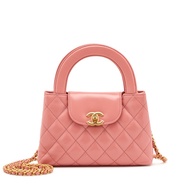 Chanel Pink Aged Quilted Calfskin Mini Kelly Shopper Brushed Gold Hardware, 2023