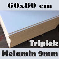 Triplek Melamin 9mm 60x80 cm Custom Triplek Putih Doff 9mm