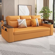 Sofa Bed Double-Use Foldable Multifunctional Single Bed Retractable Small Apartment Cream Style Living Room Double Sofa