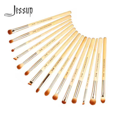 Jessup brushes 15pcs Bamboo makeup Brushes Delicate eye brochas maquillaje Professional Concealer Ey