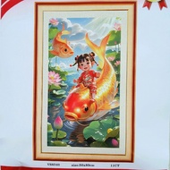 FULLY EMBROIDERED PAINTING OF A DONG RIDING A CARP NEW MODEL VS8340 (50 x 80cm)