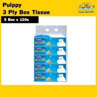 Pulppy 3 Ply Facial Tissue (5 Box x 120s)