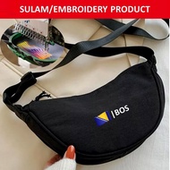 EMBROIDERY(SULAM) EMOJIS BOS BOSNIA FLAG LOGO UNIQLO SLING BAG NYLON BAG CROSSBODY SHOULDER ZIPPER B