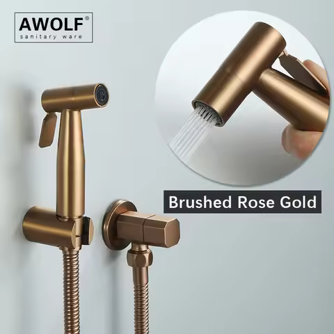 Handheld Toilet Bidet Sprayer Brushed Rose Gold Stainless Steel Bathroom Shattaf System Douche kit w
