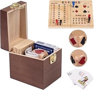 WodGod Premium Euchre Card Game Set:Double Euchre Cube, One Deck of Playing Cards,Foldable Euchre Sc