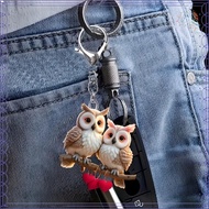 2D Acrylic Owl Couple Keychain, Cute Owls with Hearts Pendant for Bag & Keys