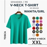 NEW Women's V-neck JUMBO T-shirt fits up to XXL Women's T-shirt top BIG size 2 - TOSCA, XXL
