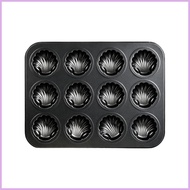 12-Cavity Baking Tray Heavy Duty Non-Stick Carbon Steel 12-Cavity Cake Bakeware Mold Tray for Home K