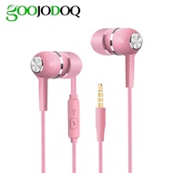 GOOJODOQ 3.5มิลลิเมตรไฮไฟหูฟังสำหรับเล่นกีฬาสากลหูฟังในหูพร้อมไมโครโฟนชุดหูฟังโทรศัพท์มือถือซับวูฟเฟ