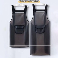 FREEYIO785BH Work Apron, Waterproof Oil Resistant Kitchen Apron, Dirt-Proof PVC Transparent Black Cl