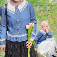 Himeka Vintage - Lily Denim Blouse with lace - Vintage Blouse
