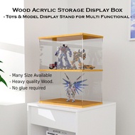 Wood Acrylic Storage Display Box / Display Stand - Toys &amp; Model kit for Multi Functional - For MG HG RG SD BB bandai gundam gunpla transformers hottoys macross shf figure banpresto kotobukiya gsc shf figure-rise figma nendoro 木质亚克力储物展示盒 /