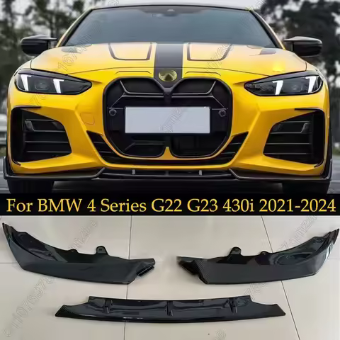 3PCS Front Bumper Lip Spoiler For BMW 4 Series G22 G23 420i 430i 430d M440i M Sport 2021-2024 Car Gu
